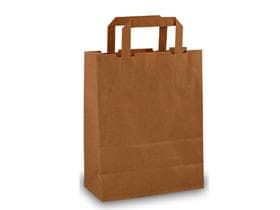 Papiertragetaschen Kraft braun 80 gm2, unbedruckt, 260 x 100 x 330 mm, mit