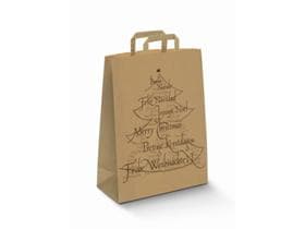 Papiertragetaschen Kraft braun 80 gm2, "Weihnachtsbaum", 320 x 140 x 420 mm,