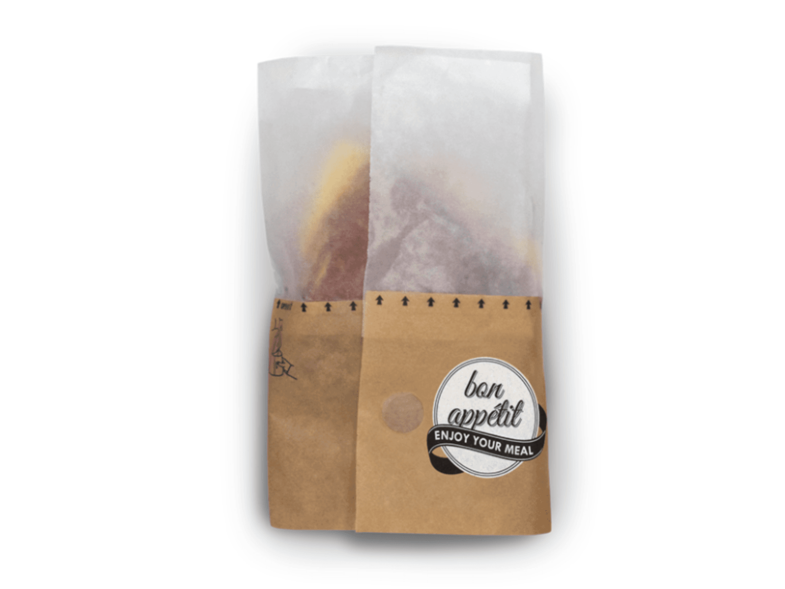 Snack Bag mit Sichtfenster aus gebl. Pergamin, Grösse XL, 28 x 7.5/6 x 13