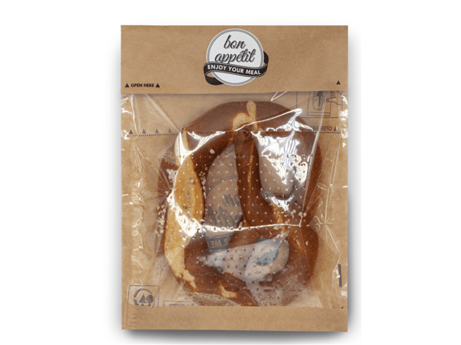 Sichtfensterbeutel aus Pergamentersatz 21 x 24.5 cm, braun,Typ Pizza,SF aus PET