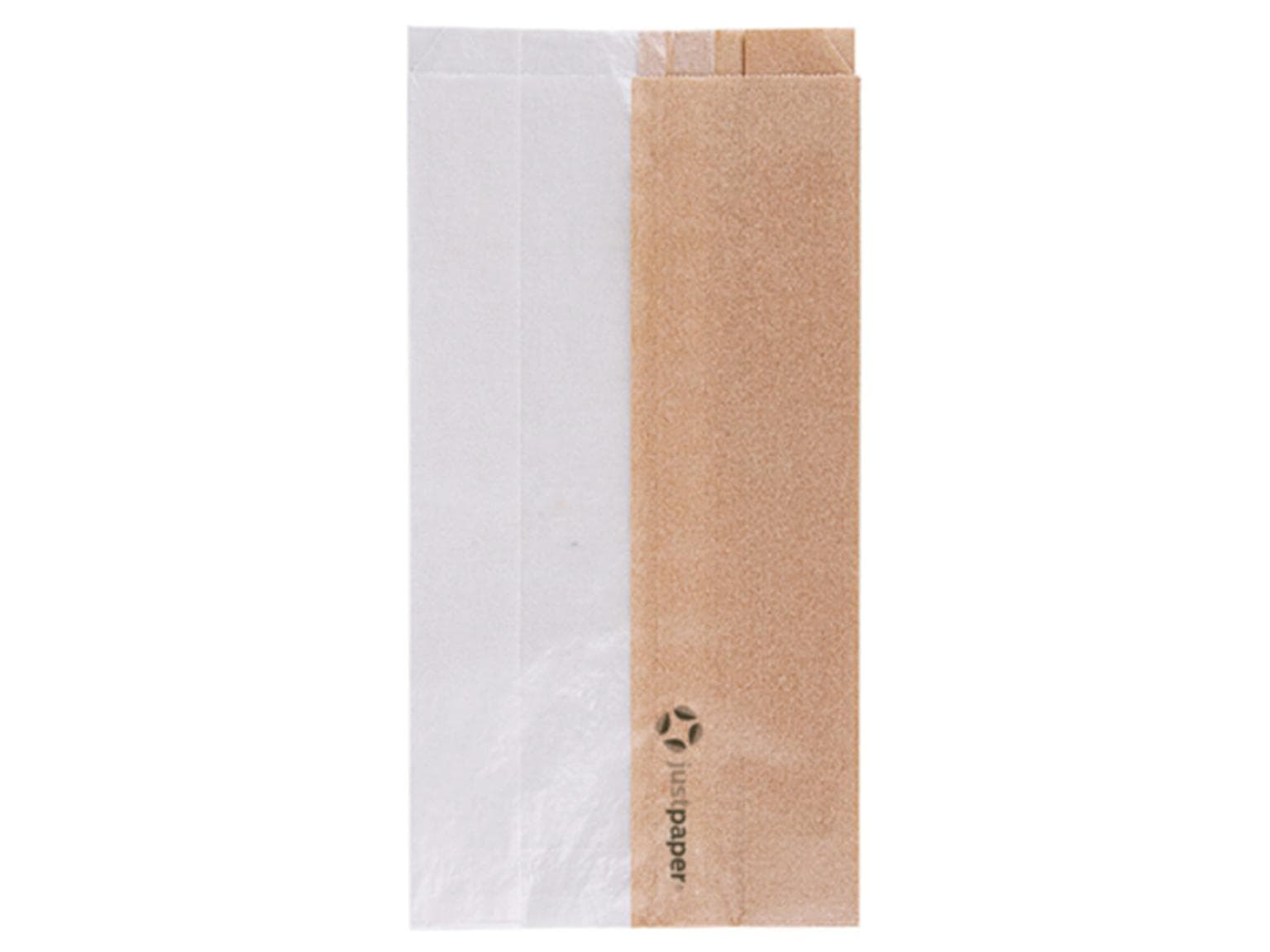 Sichtstreifenbeutel "Fifty-Fifty", aus braunem Kraftpapier, 12 x 6 x 23 cm,