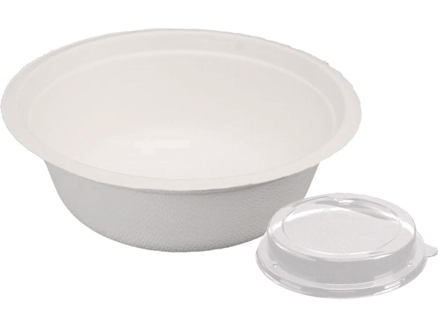 Salatschale aus Bagasse, rund, ø 19.5 cm, Höhe: 5.2 cm, 900 ml, weiss
