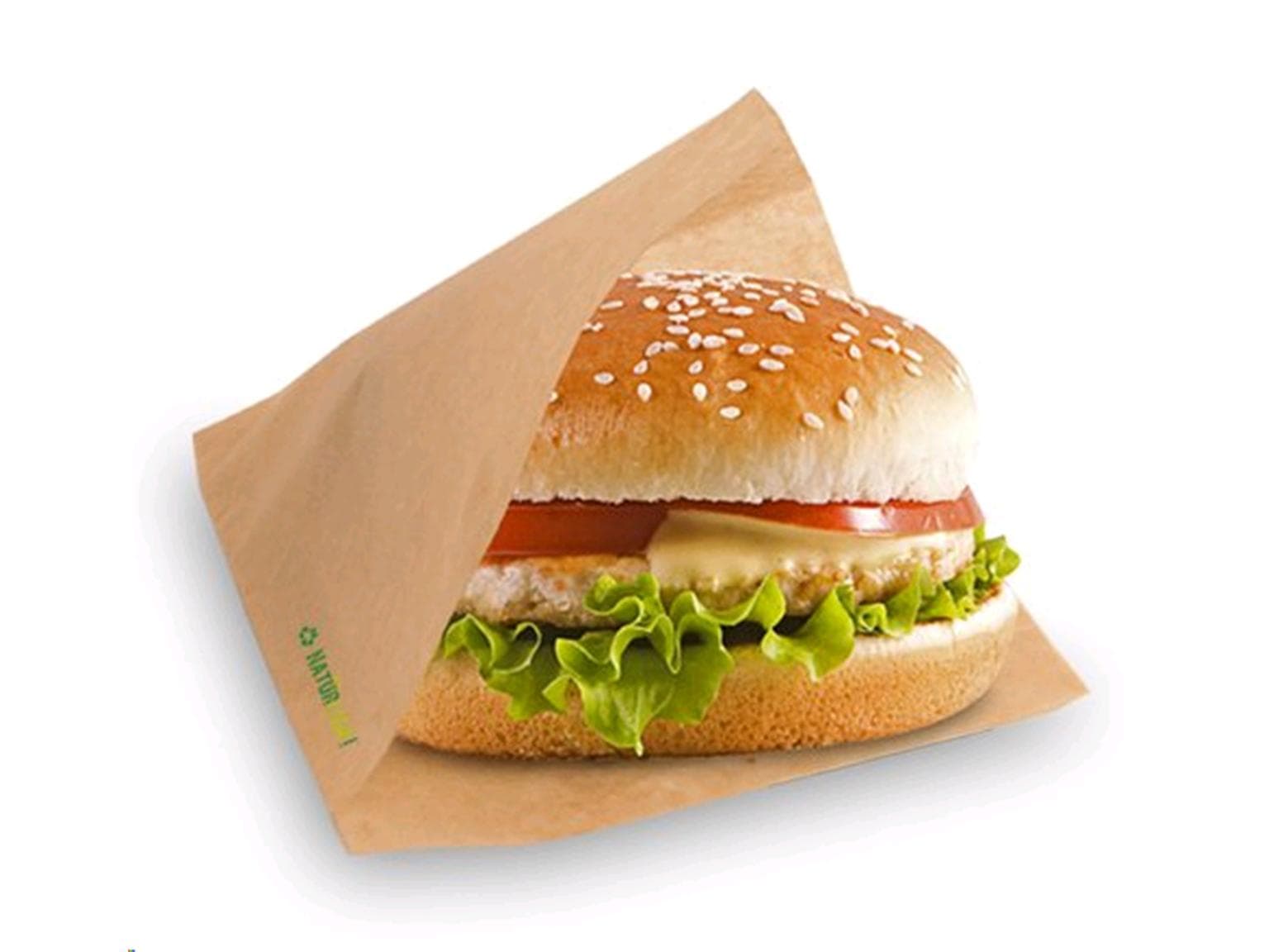 Hamburgerbeutel aus braunem Pergament- Ersatz, 2-seitig offen, 13 x 12.5 cm,