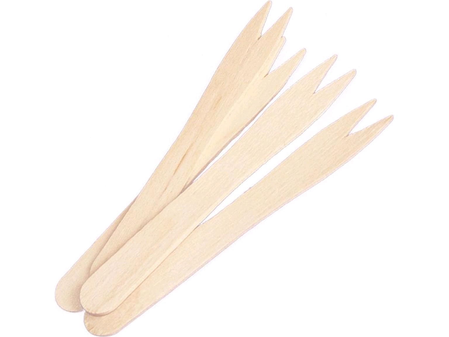 Bio Pommes-Pieker aus Birkenholz, Länge 85 mm, zweizackig