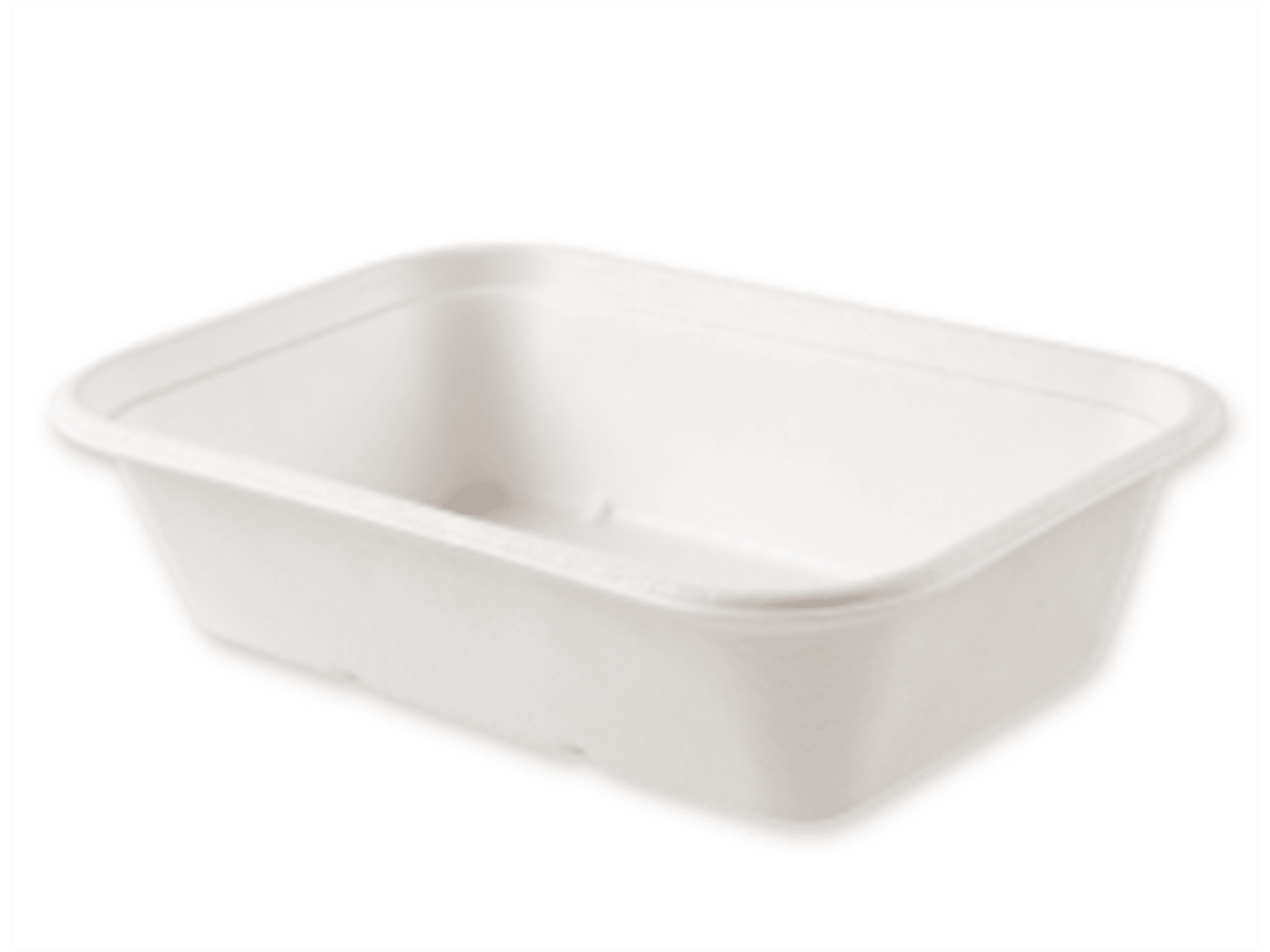 Schale aus Bagasse rechteckig, 1000 ml, 21.2 x 14 x 5.5 cm, weiss