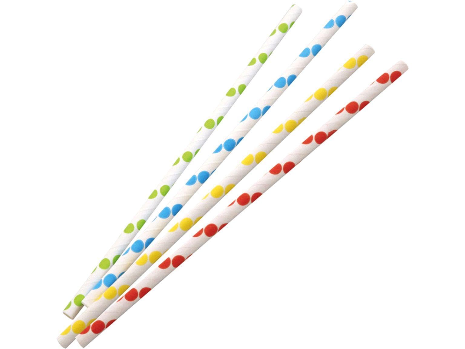 Papiertrinkhalme gerade, ø 6 mm, Länge 195 mm, Farbe rot/weiss