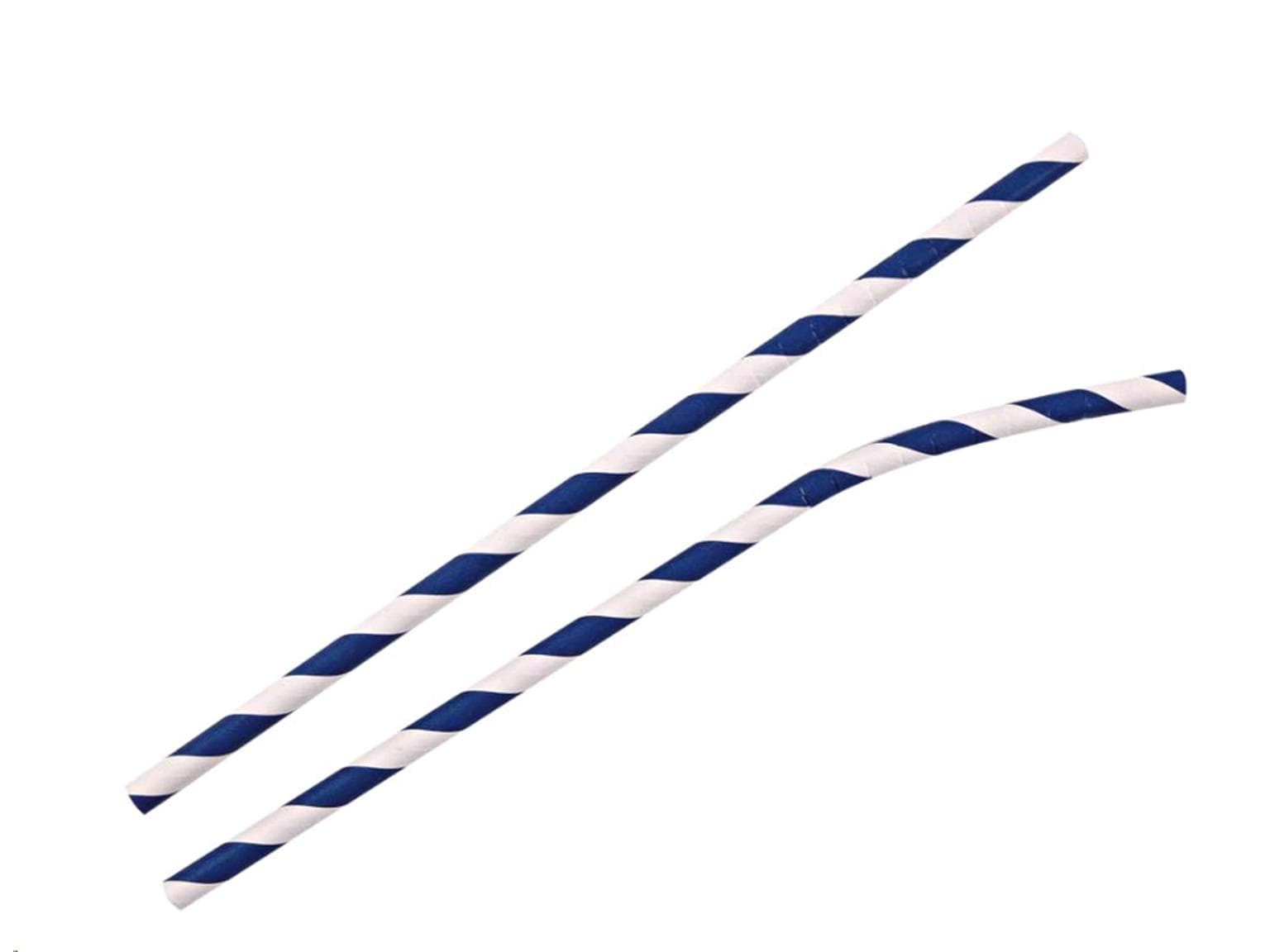 Papiertrinkhalme mit Knick, ø 6 mm, Länge 197 mm, Farbe dunkelblau/weiss