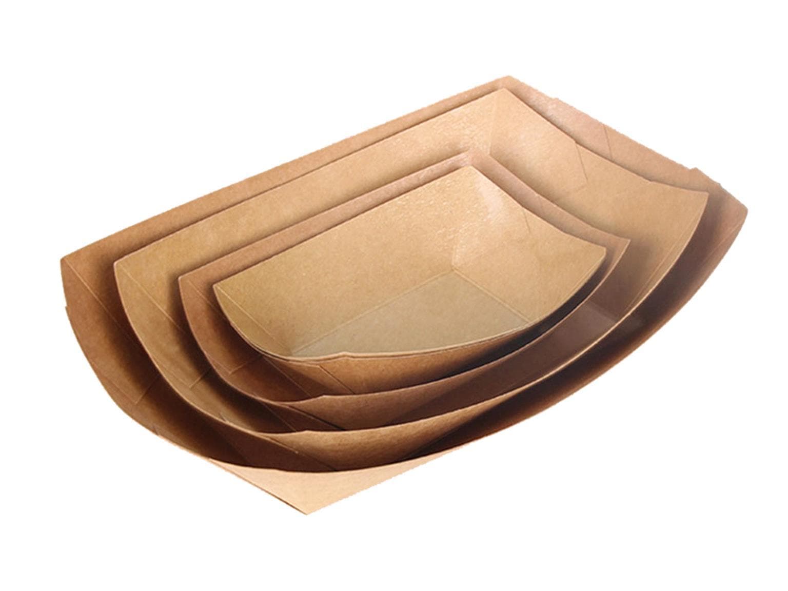 Schiffchen aus braunem Kartonkraft, 13.7 x 8.6 x 5.2 cm, PE-beschichtet,