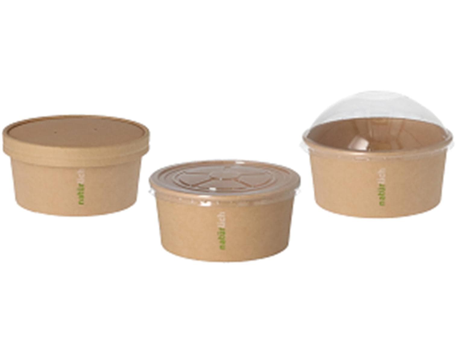 Menüschale rund, aus braunem Kraftkarton innen PE-beschichtet, 900 ml, Masse: