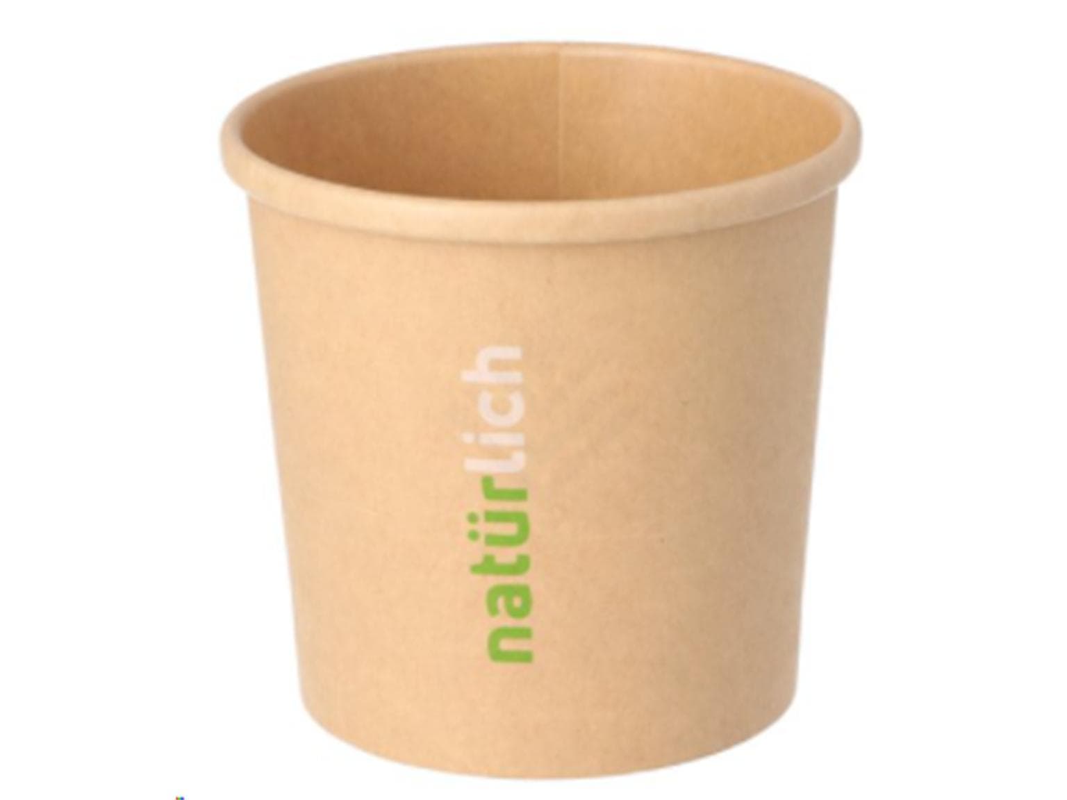 Suppenbecher rund aus braunem Kraft- papier, 900 ml, PE-beschichtet, mit