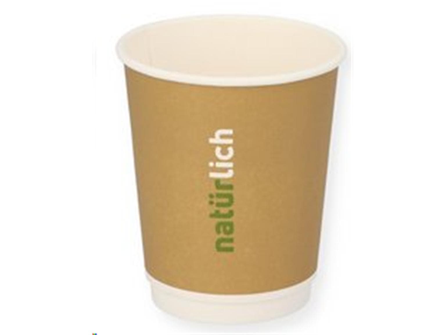 Bio Kaffeebecher 2 dl braun, aus umwelt- freundlicher Pappe, beschichtet mit PLA,