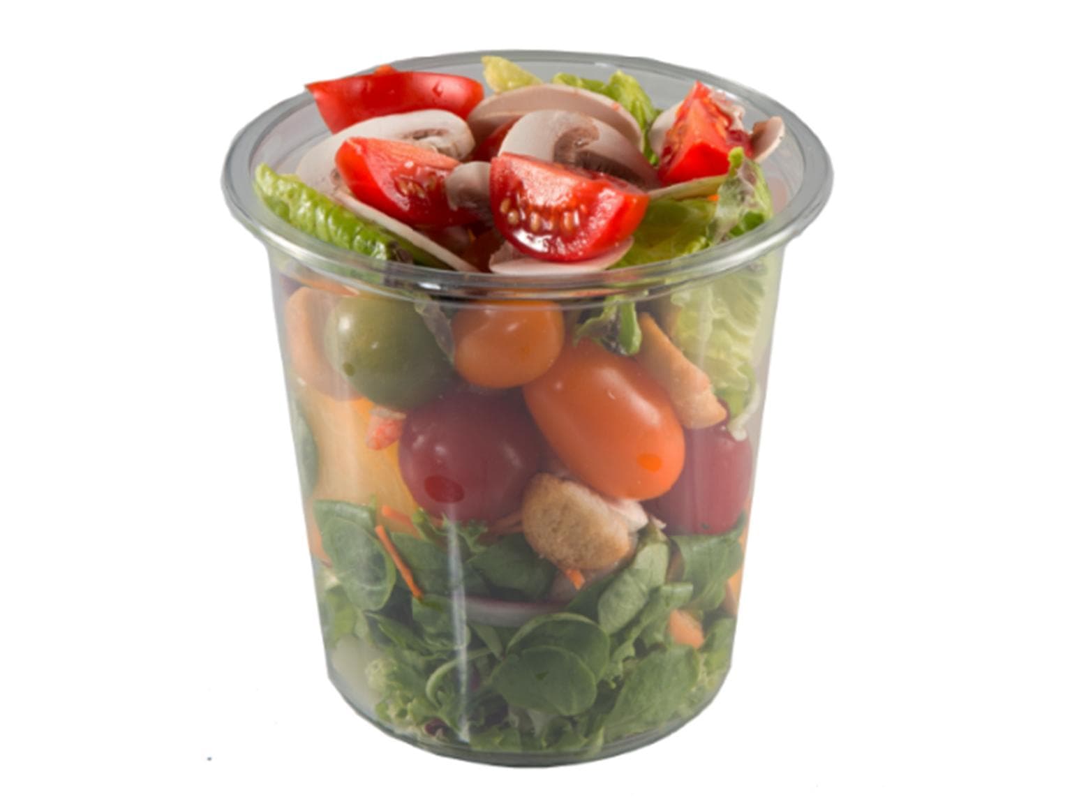 Feinkostbecher rund, 400 ml, ø 117 mm Höhe 66 mm, aus PET/rPET transparent
