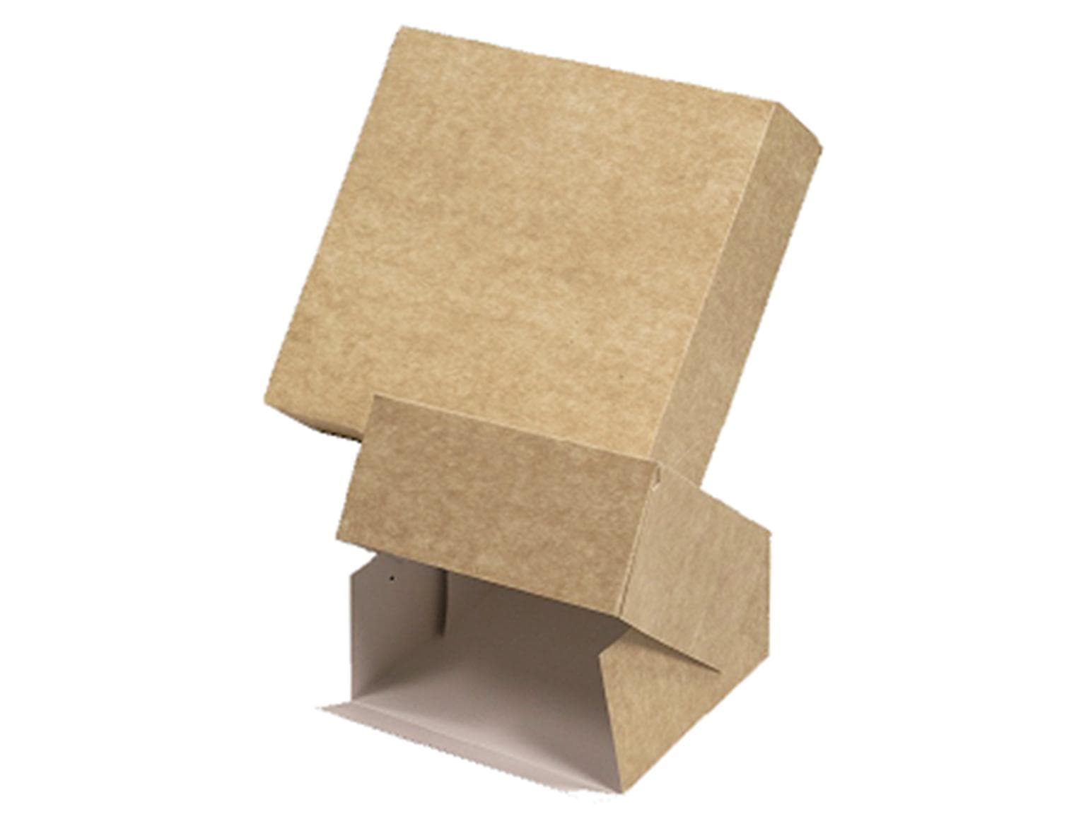 Snack-/Tortenschachtel ohne Fenster, 14 x 14 x 5 cm, aus braunem