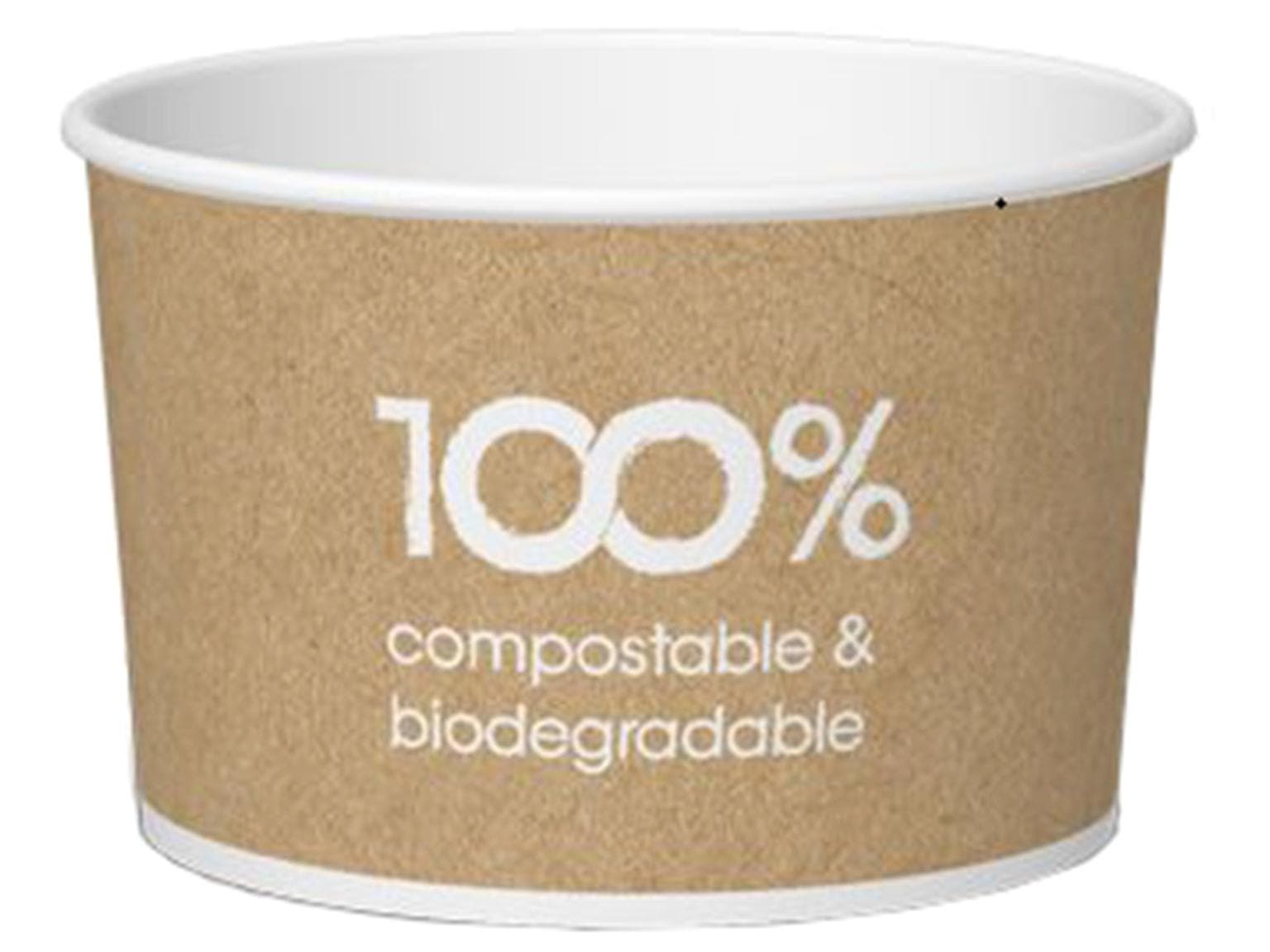 Eisbecher 120 cc (ø 73 mm, Höhe 47 mm), aus weisser Pappe, mit Standarddruck