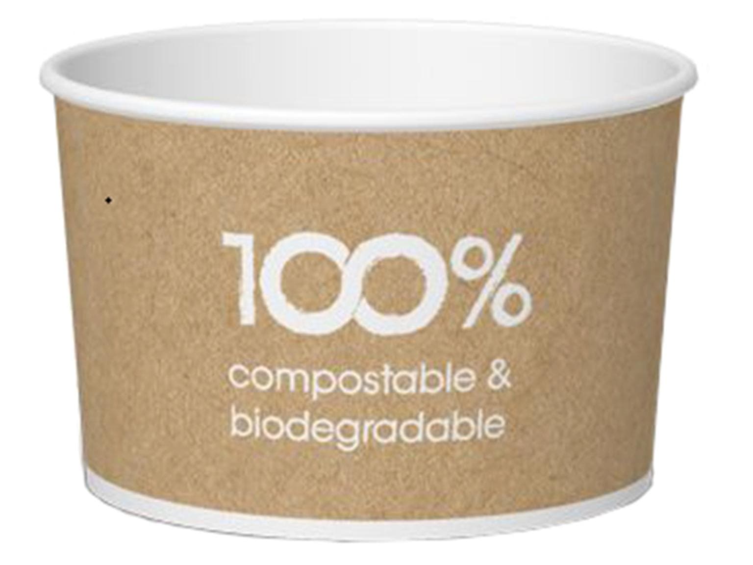 Eisbecher 370 cc (ø 103 mm, Höhe 64 mm), aus weisser Pappe, mit Standarddruck