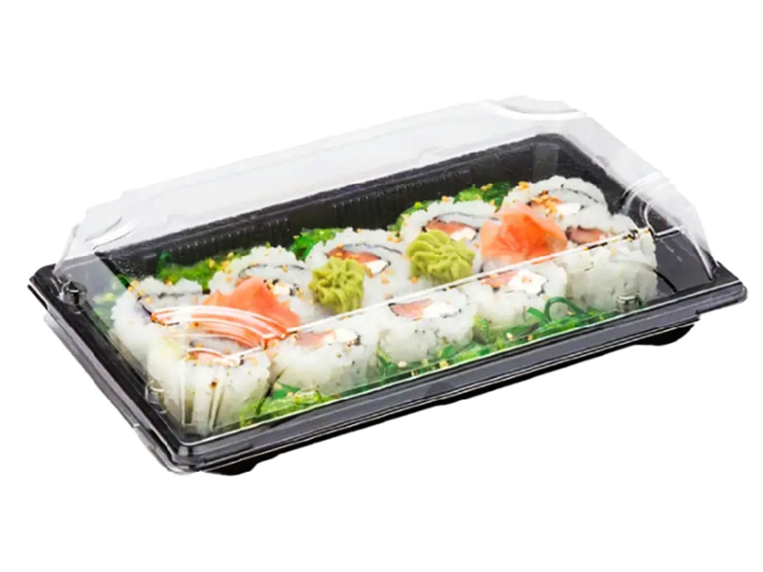 Sushi-Schale mit separatem Deckel PET, 140 x 60 x 20mm, schwarz