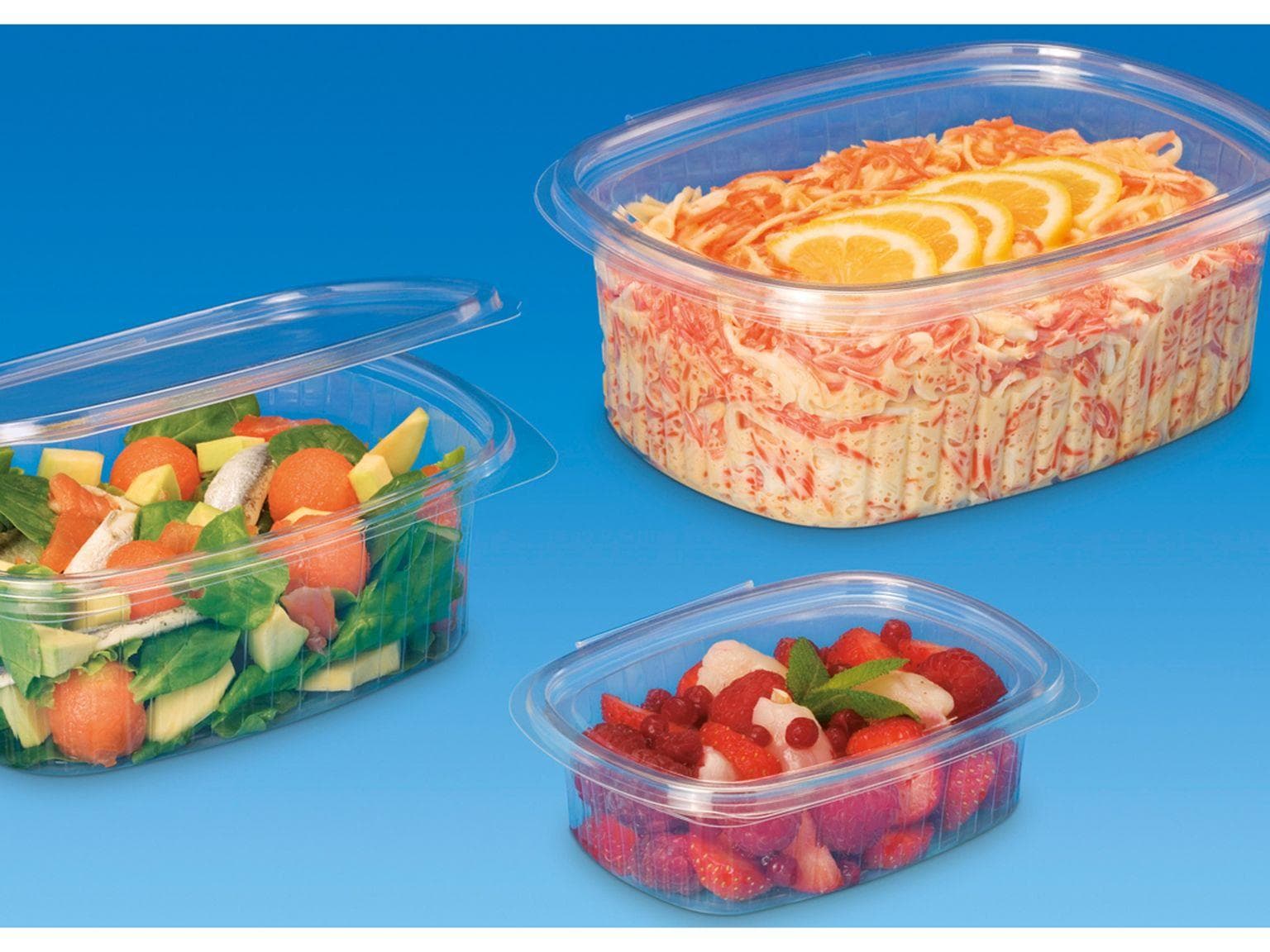 Salatschalen oval, 250 ml, aus PET/rPET transparent, 138 x 118 x 35 mm