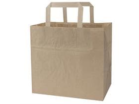 Papiertragetaschen Kraft braun 70 gm2, unbedruckt, 260 x 175 x 245 mm, mit