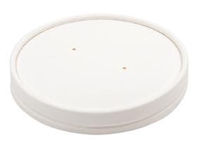 Deckel aus weissem Karton, ø 115 mm, mit Ventillöchern, passend zu Suppenbehälter
