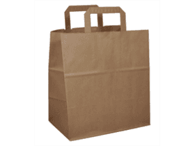 Papiertragetaschen Kraft braun 90 gm², 260 + 170 x 280 mm, mit