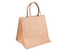 Tragetasche aus Jute naturbraun, 38 + 33 x 38 cm, mehrfach verwendbar,