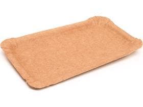Pappteller rechteckig Nr. 3, 10 x 16 cm, braun, unbeschichtet, mit Fettbarriere