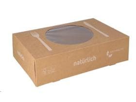 Party-Service-Karton, Kraft braun, mit Sichtfenster, 460 x 310 x 80 mm