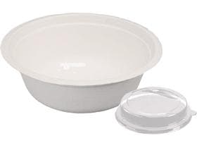 Salatschale aus Bagasse, rund, ø 19.5 cm, Höhe: 5.2 cm, 900 ml, weiss