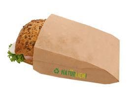 Snackbeutel aus braunem Pergamentersatz, fettdicht, 12 x 7 x 19 cm, mit