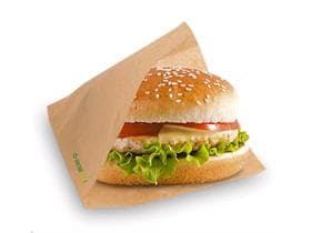 Hamburgerbeutel aus braunem Pergament- Ersatz, 2-seitig offen, 13 x 12.5 cm,