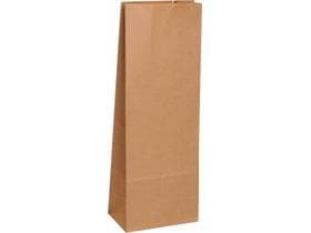 Blockbodenbeutel aus braunem Kraftpapier enggerippt, 105 + 65 x 270 mm, 500 g,