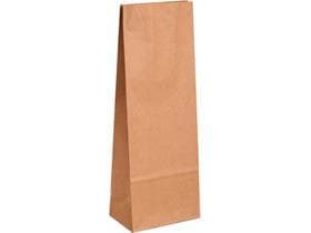 Blockbodenbeutel aus braunem Kraftpapier  enggerippt, 105 + 65 x 280 mm, 500 g,