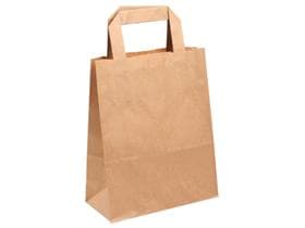 Papiertragetaschen aus braunem Kraftpapier 70 gm2, 22 + 10 x 36 cm, mit