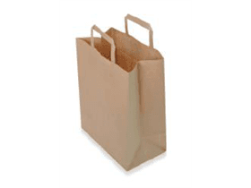 Papiertragetaschen aus braunem Kraft Kraft 80 gm2, 26 + 14 x 32 cm, mit