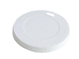 Deckel aus Pappe, Ø 80 mm, weiss, mit Trinköffnung, unbeschichtet, passend