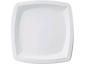 Teller aus Bagasse quadratisch, 17 x 17 cm, weiss