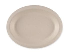 Teller Bagasse oval, 26 x 20 cm natur, öl & fettbeständig