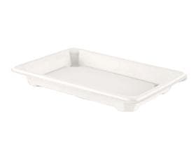 Sushi-Schale mit separatem Deckel Bagasse, 164 x 89 x 21 mm, weiss