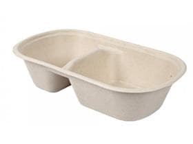 Menuschale aus Bagasse, rechteckig, 2-teilig, 23.5 x 13 x 5.5 cm, 800 ml,