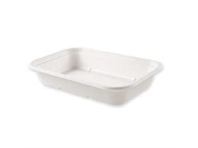 Schale aus Bagasse rechteckig, 750 ml, 21.2 x 14 x 3.8 cm, weiss