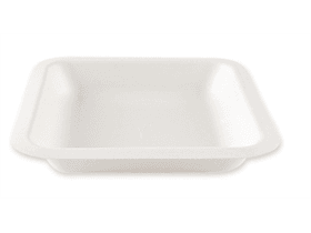 Schale aus Bagasse quadratisch, 600 ml, 18 x 18 x 3 cm, weiss