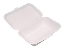Lunchbox aus Bagasse rechteckig, 17 x 12.5 x 4.9 cm, weiss