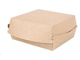 Hamburgerbox eckig aus braunem Karton, 155 x 155 x 84 mm, innen
