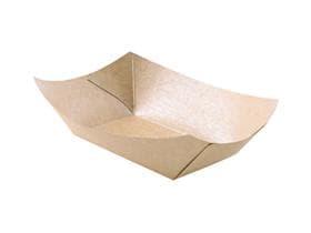 Schiffchen aus braunem Kartonkraft, 12.5 x 8.8 x 3.8 cm, 220 ml, PLA-