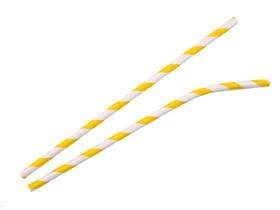 Papiertrinkhalme mit Knick, ø 6 mm, Länge 197 mm, Farbe gelb/weiss