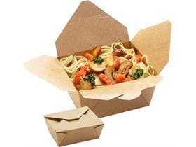 Menubox rechteckig aus braunem Kraft- karton, innen PE-beschichtet, 1300 ml,