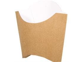 Pommesschütten aus braunem Kraft- karton, Grösse M (90 x 55 x 90/152 mm),