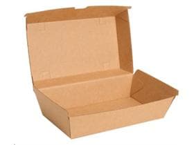 Menubox mit Klappdeckel, aus braunem Kraftkarton, innen unbeschichtet, mit