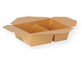 Menubox rechteckig aus braunem Kraft- karton, innen PE-beschichtet, mit