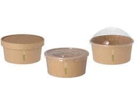Menüschale rund, aus braunem Kraftkarton innen PE-beschichtet, 900 ml, Masse: